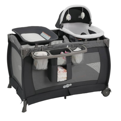 Pamo Babe Pack and Play 4 in 1 Playard Portable Playard Foldable Playpen for Baby and Toddler Portable Crib Mattress Diaper Changer for Newborn (Grey)