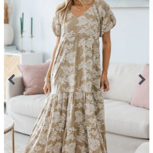 NURSING COLLECTION: Falling In Love Taupe Embroidered Maxi Dress