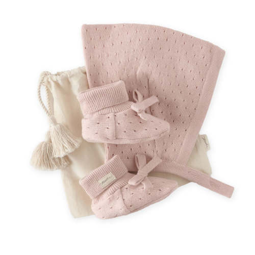 Pointelle Knit Gift Set - Soft Peony