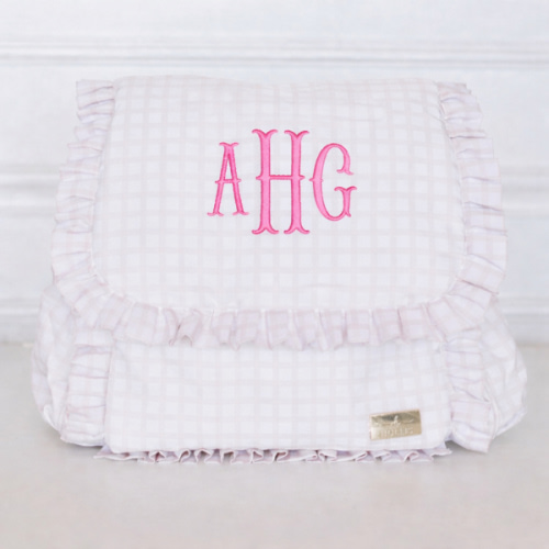 Nude Plaid Ruffled Nylon Diaper Bag