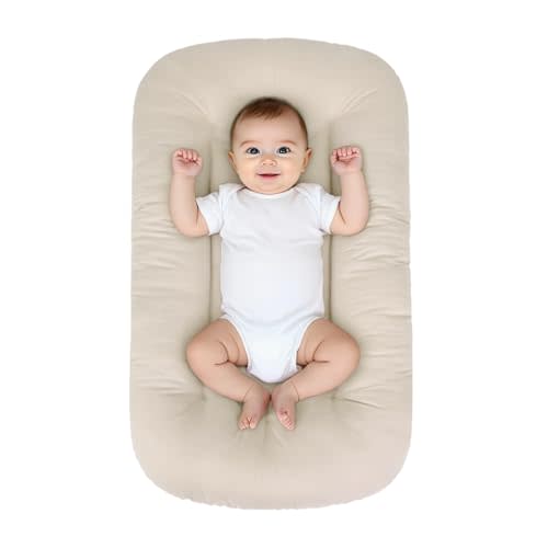 Baby Lounger for Infants Babies 0-24 Months, Bionic Organic Lounger, Soft Cotton Breathable Infant Floor Seats & Loungers for Newborn Baby Shower Gifts (Livid)