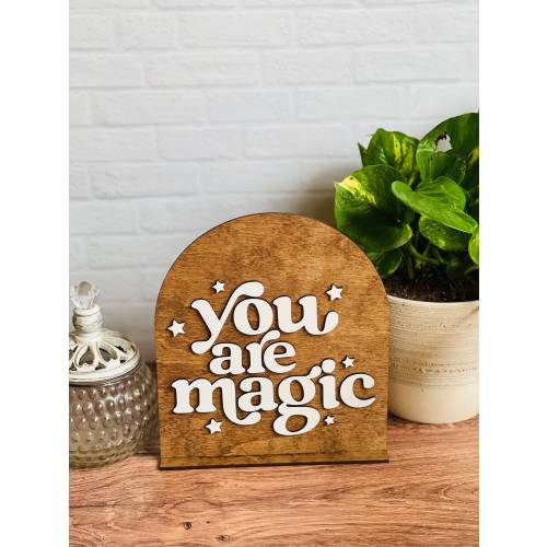 You Are Magic Arch Sign, Laser Engraved Arched Sign, You Are Magic Stars, Wooden Shelf Decor, Boho Nursery Decor, Modern Playroom Art