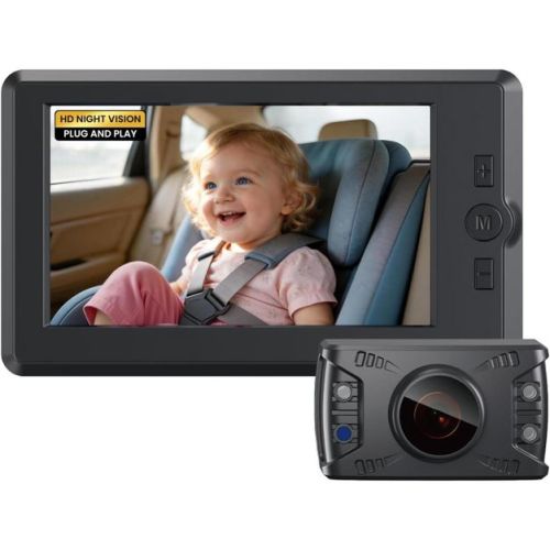 Grownsy Baby Car Camera: 4.3" Anti-Glare, IR Night Vision, 360° Adjustable, Backseat Monitor