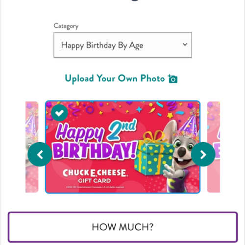 How much is it for? | Chuck E. Cheese Gift Cards by CashStar