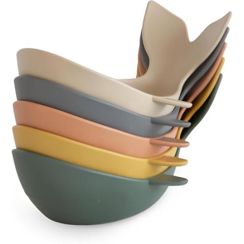 mushie Whale Bath Stackers Toy (Retro) | Floating Bathtub Toys for Baby & Toddler, Set of 5 | Made in Denmark