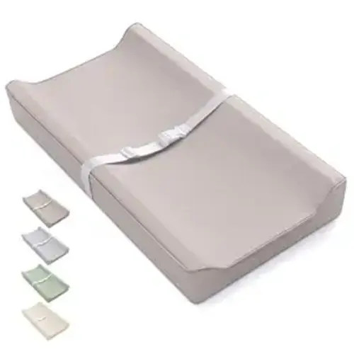 Blissful Diary Vegan Leather Baby Changing Pad with Waterproof & Wipe-Clean PU Cover, Standard Size Cozy Diaper Changing Pad for Dresser and Table, Taupe