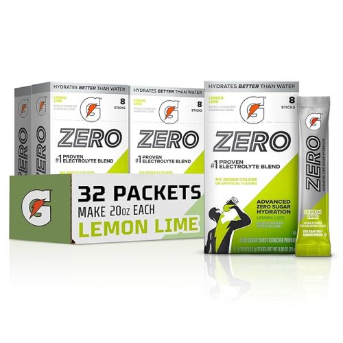 Gatorade Zero Sugar Electrolyte Powder Drink Mix, Glacier Freeze, (32 Servings), No Artificial Flavors, No Added Colors, Zero Sugar, Sports Drinks, Hydration, Electrolyte Drink