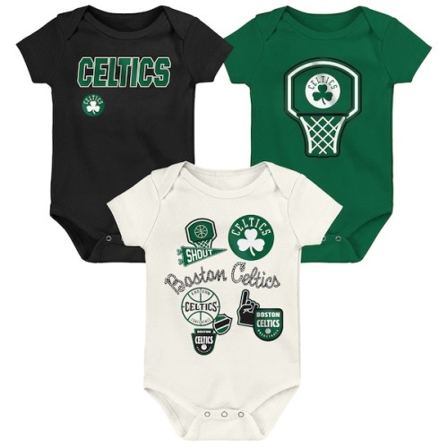 Boston Celtics Outerstuff Newborn Three-Pack Littlest Player Bodysuit Set