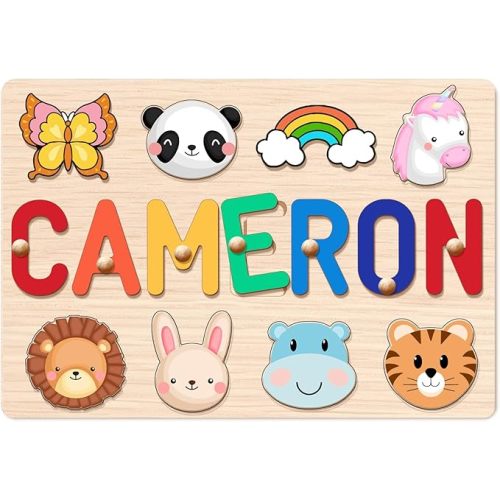 Personalized Name Puzzle for Toddlers 1-3 Wooden Alphabet Shape Number Blocks Personalized Baby Gifts 1st Birthday for Girls & Boys Preschool Educational Montesorri Toys for 1 Year Old 2 3 4 5
