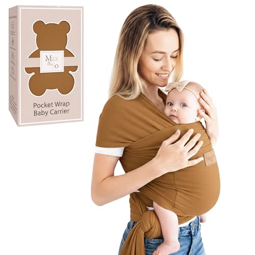 Baby Wrap Carrier - Premium Cotton Baby Carrier Wrap for Newborn to Toddler- Infant Carrier- Baby Holder One Size Fits All with Front Pocket by Max&so