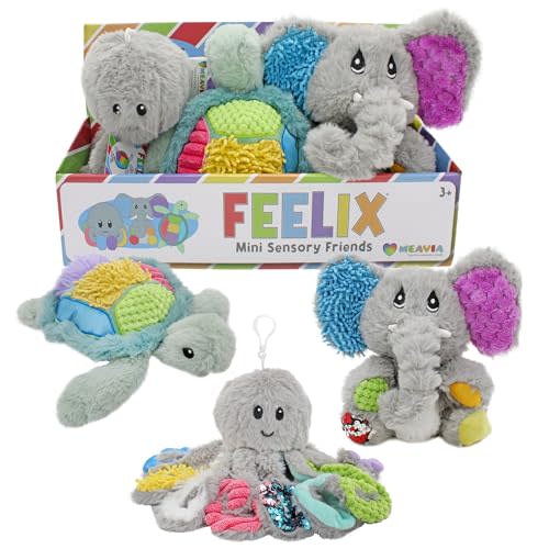 MEAVIA Sensory Plush Gift Set (Set of 3); Mini Friends, Octopus, Elephant, and Turtle Stuffed Toys