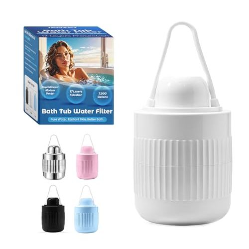 17-Stage Bath Filter for Tub, Leak-Proof, 7000 Gallons, Vitamin C & E | KDF-55, Activated Carbon helps Reduce Chlorine, Rust, Sediment & Odors for Cleaner Bath Water and Softer Skin, Hair & Nails