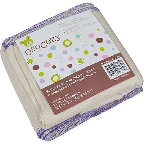 OsoCozy Better Fit Prefold Cloth Diapers - Small - 6 pk