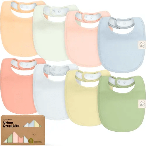 8-Pack Organic Baby Bibs for Boys, Girls - Soft Cotton Drooling and Teething Bibs for Baby Girl & Boy, Extra Absorbent, Easy to Clean & Put On for Toddler, Newborn, Infant 0-24 Months(Dew)