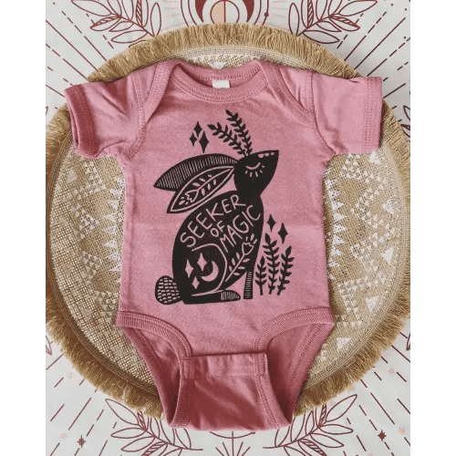 Seeker of Magic Baby Bodysuit, Easter baby outfit, Bunny onesie — Hippie Baby Co