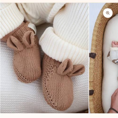 Little Bear Baby Booties - Acorn