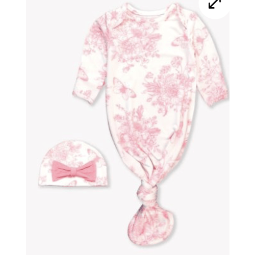 Ruffle Knotted Sleep Gown & Hat Set