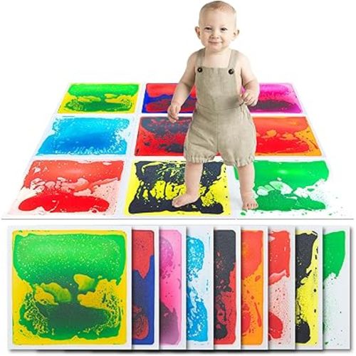 Art3d Liquid Fusion Activity Play Centers for Children Toddler Teens 12" X 12" Pack of 9 Tiles in