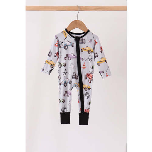 Black Racing Zip Bamboo Romper – HoneyBean