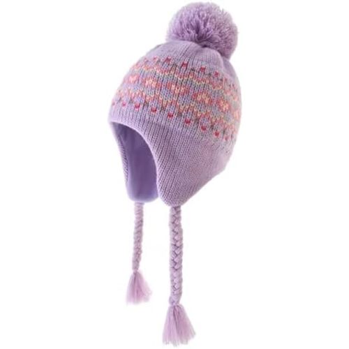 Moon Kitty Girls Knit Hats Winter Fleece Lining Skiing Winter Caps with Warm Ear Flap