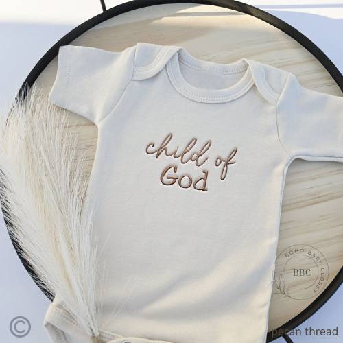 Embroidered Child of God Onesies® Brand, for Babies, Personalized Baby Onesies® Custom Natural Neutral Onesie® Christian, Religious 1039