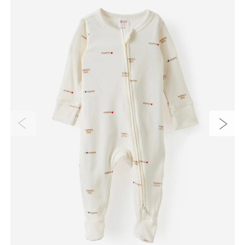 Baby White Littlie Organic Long Sleeve Zip Romper | Cotton On Kids Australia