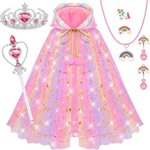 Princess Dress up Clothes for Girls 4-6, Easter Birthday Gifts for Kids, Light Up Toddler Toys for 3 4 Year Old Girls
