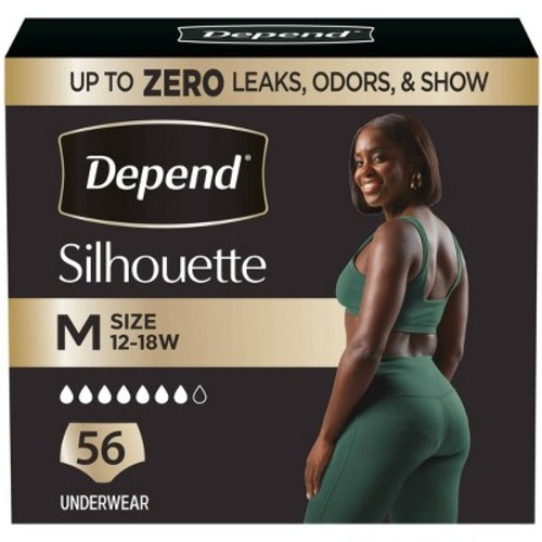 Depend Silhouette Incontinence & Postpartum Underwear for Women - Maximum Absorbency - M - Pink - 56ct