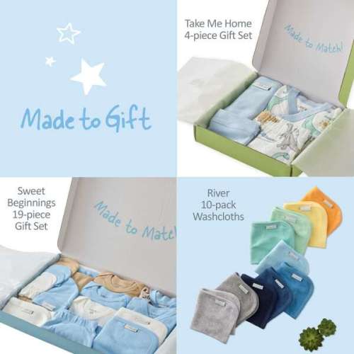 CHECK ME OUT BABY 6-Piece Gift Set, Blue Check - butterblu | Maisonette
