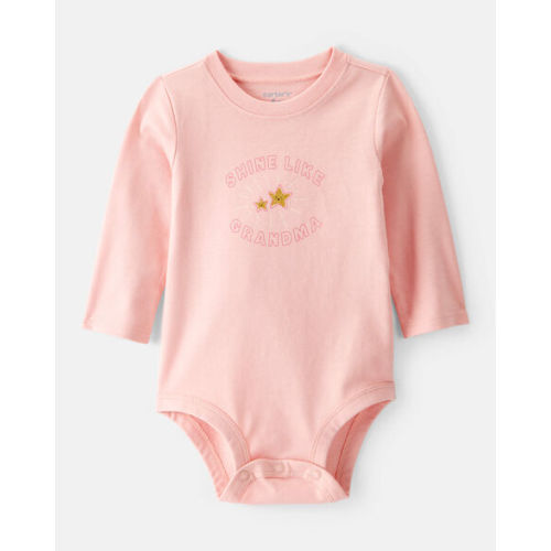 Baby Girl Shine Like Grandma Cotton Long-Sleeve Graphic Bodysuit - Pink | Carter's