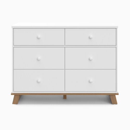 Storkcraft Modern 6 Drawer Dresser - White/Vintage Driftwood
