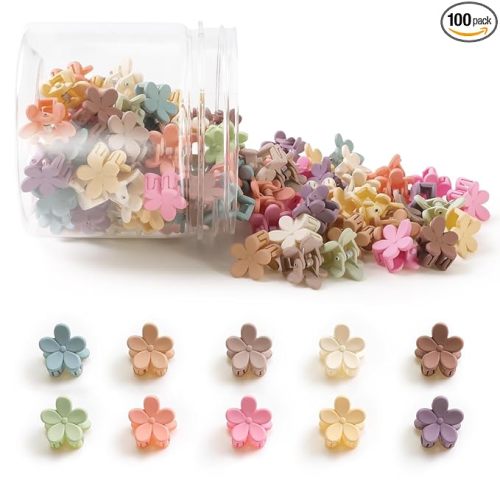 Mini Flower Hair Clips 100Pcs, Small Hair Clips Mini Claw Clips Cute Jaw Clips Hair Pins Hair Barrettes Hair Accessories for Women Girls Kids Teens