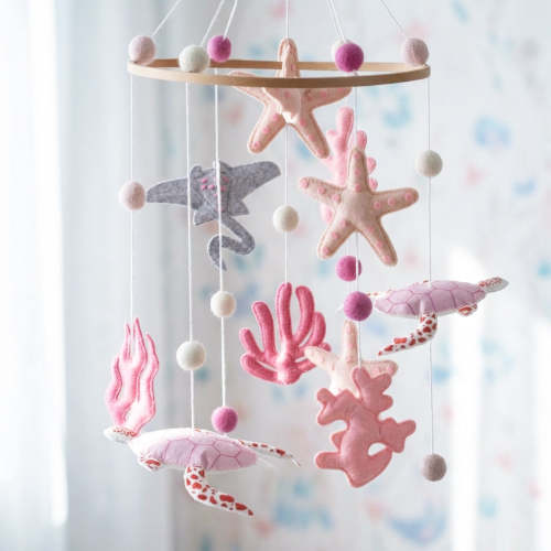 Sleepy Time Felt Mobiles - Ocean Turtles & Ray Pink