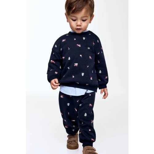 2-PIECE PRINTED BRUSHED-INSIDE SWEATSHIRT SET