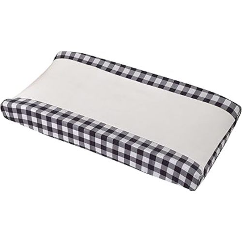 NoJo Into The Wilderness Navy and White Check Super Soft Changing Pad Cover