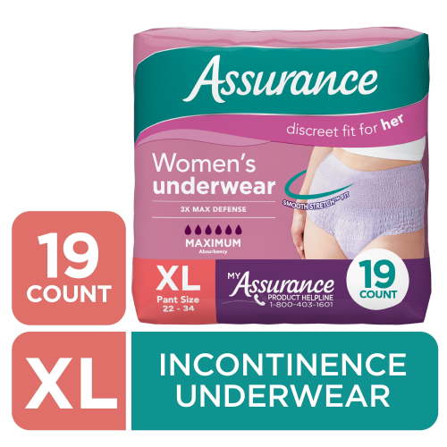 Assurance Women's Incontinence and Postpartum Underwear, XL, Maximum Absorbency, 19 Count