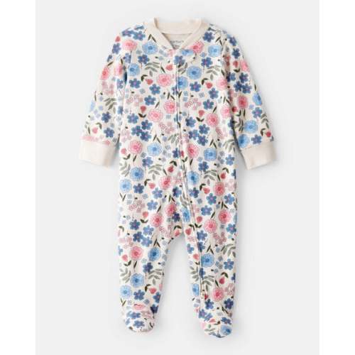 Newborn-Baby Girl Floral 100% Cotton Long-Sleeve Snug Fit Sleep & Play Pajamas | Carter's