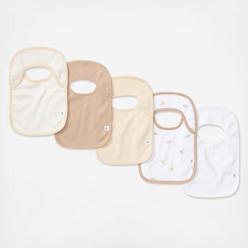 Burt's Bees Baby, Lap Shoulder Assorted Bibs, Set of 5 | Zola Baby