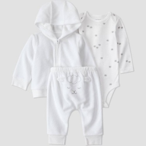 Carter's Just One You® Baby 3pc lamb bodysuit and pant Set with Jacket - White Newborn