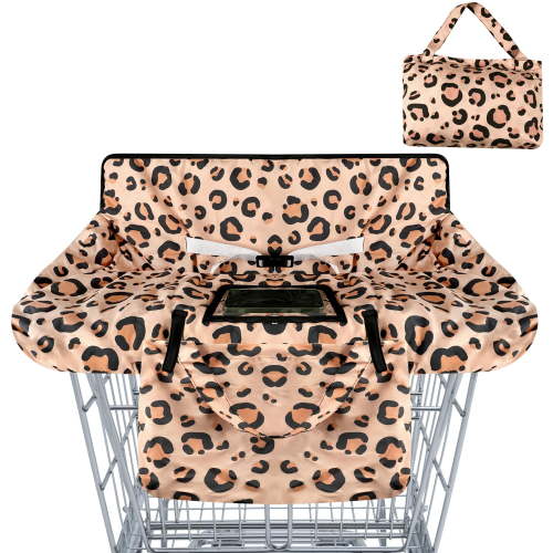 2-in-1 Shopping Cart Cover for Babies Soft Padded Grocery Cart Cover for Baby Boy Girl - Yellow Leopard Texture Pattern, Soft Padded, Safety Harness - Protect and Comfort Your Baby While Shopping