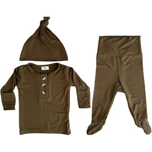 Coming Home Outfit and Hat Set for newborn boy and newborn girl, soft and stretchy gender neutral baby clothes, layette