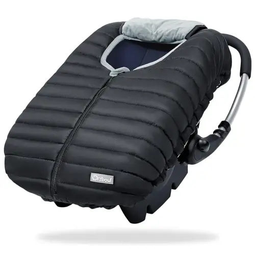Orzbow Winter Carseat Cover for Baby, Baby Car Seat Cover for Boys & Girls, Warm Infant Car Seat Covers with Plush Lining for Cold Weather, Waterproof, Universal Fit, Newborn Essentials, Black