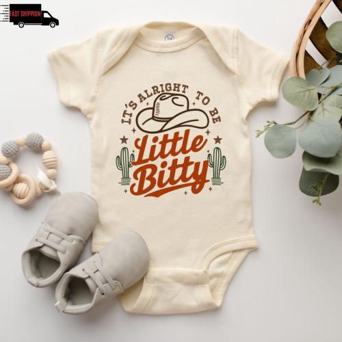 It's Alright To Be Little Bitty Onesie®, Western Toddler Shirt, Retro Cute Country T-Shirt, Cute Baby Shower Gift, Funny Baby Announcement