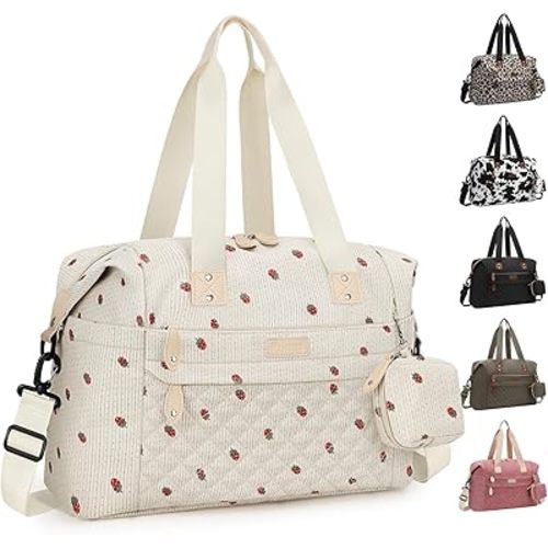 Diaper Bag Tote - Diaper Baby Bags with Pacifier Case, Shoulder Straps, Stroller Clips, Waterproof Large Mommy Maternity Travel Baby Bag for Mom and Dad, strawberry