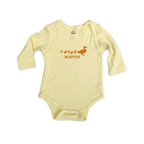 Long Sleeve Boston Ducklings Onesie - Light Yellow