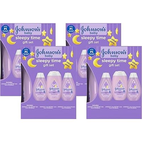 Johnson's Baby Sleepy Time Gift Set with Calming Bedtime Bath, Bedtime Lotion & Calming Shampoo, Baby Bedtime Essentials with Relaxing NaturalCalm Aromas, Hypoallergenic, 3 Items