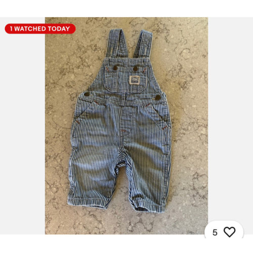Polo Ralph Lauren Hickory Striped Denim Cotton Adjustable Overalls Baby Boy 6M