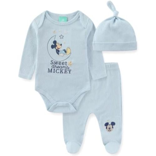 Disney Mickey Mouse Baby Boys Bodysuit with Hat and Footed Pants Set
