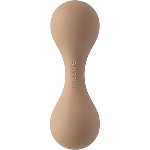mushie Silicone Baby Shaker Rattle Toy | Ages 3+ Months (Natural)
