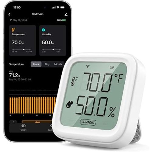 Smart Baby Room Thermometer & Hygrometer, WiFi Indoor Temperature and Humidity Monitor with App Alerts, 656 ft Long Range, Magnetic Mount for Bedroom, Nursery, Greenhouse